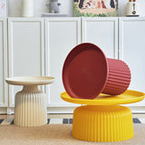 Sleek Contemporary Round Coffee Table with Striped PP Base – Ideal for Living Room
