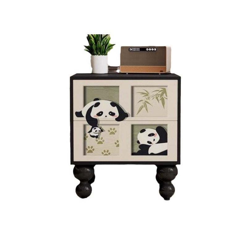 Traditional French-Style Pine Wood Nightstand – Solid Wood with 2 Drawers, Square Nightstand for Bedroom