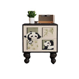 Traditional French-Style Pine Wood Nightstand – Solid Wood with 2 Drawers, Square Nightstand for Bedroom