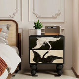 Traditional French-Style Pine Wood Nightstand – Solid Wood with 2 Drawers, Square Nightstand for Bedroom