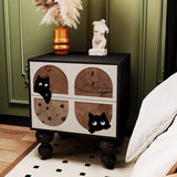 Traditional French-Style Pine Wood Nightstand – Solid Wood with 2 Drawers, Square Nightstand for Bedroom