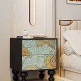 Traditional French-Style Pine Wood Nightstand – Solid Wood with 2 Drawers, Square Nightstand for Bedroom