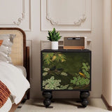 Traditional French-Style Pine Wood Nightstand – Solid Wood with 2 Drawers, Square Nightstand for Bedroom