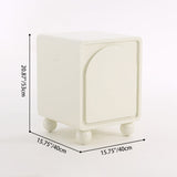 Modern Scandinavian Cream Nightstand with One Cabinet – Sculpted Arch Door & Ball-Legged Bedside Table for the Bedroom