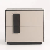 Mid-Century Modern Black & Walnut Two-Drawer Nightstand with Color-Blocking Frame – Sleek Bedside Table for the Bedroom