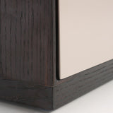Mid-Century Modern Black & Walnut Two-Drawer Nightstand with Color-Blocking Frame – Sleek Bedside Table for the Bedroom
