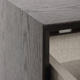 Mid-Century Modern Black & Walnut Two-Drawer Nightstand with Color-Blocking Frame – Sleek Bedside Table for the Bedroom