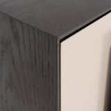 Mid-Century Modern Black & Walnut Two-Drawer Nightstand with Color-Blocking Frame – Sleek Bedside Table for the Bedroom