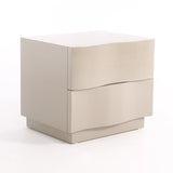 Modern Scandinavian Beige 2-Drawer Storage Nightstand with 3D Wave Pattern Fronts – Sleek Bedside Table for the Bedroom