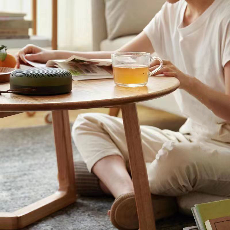 Contemporary Scandinavian Round Coffee Table - Veneered Plywood with Solid Pine, Perfect for Living Room