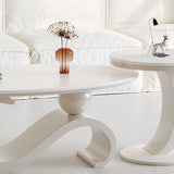 Contemporary Scandinavian Oval Stone-Slab Coffee Table with Carbon Steel Frame for Living Room