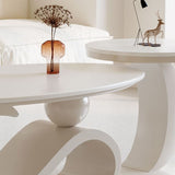 Contemporary Scandinavian Oval Stone-Slab Coffee Table with Carbon Steel Frame for Living Room