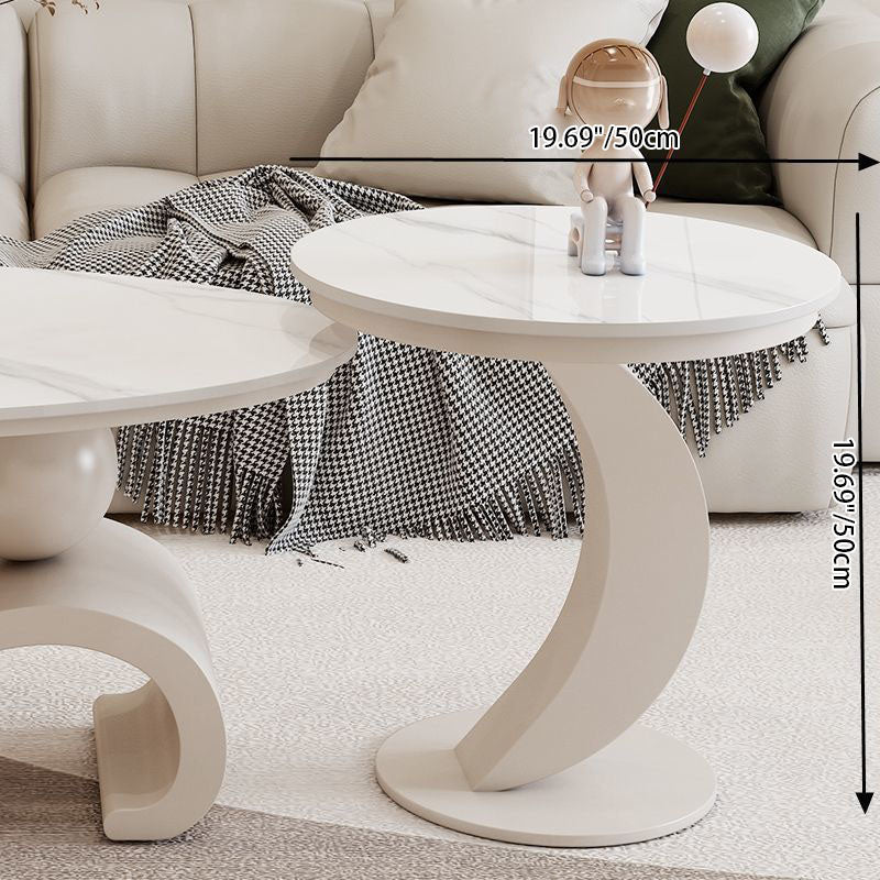 Contemporary Scandinavian Oval Stone-Slab Coffee Table with Carbon Steel Frame for Living Room