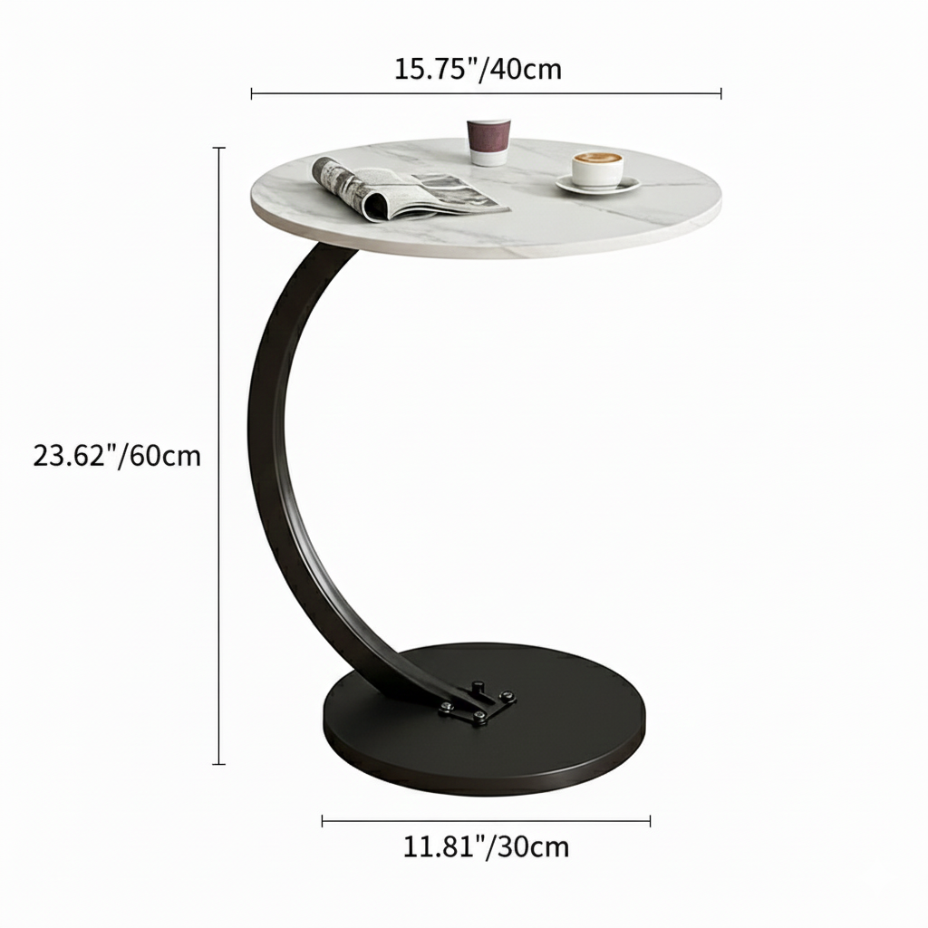 Sleek Modern Minimalist Round MDF and Iron Side Table with Half-Tier Storage for Living Room