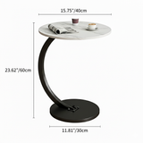 Sleek Modern Minimalist Round MDF and Iron Side Table with Half-Tier Storage for Living Room