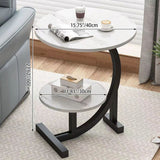 Sleek Modern Minimalist Round MDF and Iron Side Table with Half-Tier Storage for Living Room