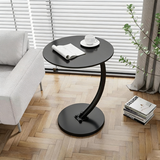 Sleek Modern Minimalist Round MDF and Iron Side Table with Half-Tier Storage for Living Room