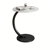 Sleek Modern Minimalist Round MDF and Iron Side Table with Half-Tier Storage for Living Room