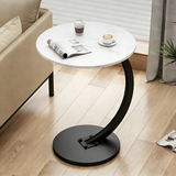 Sleek Modern Minimalist Round MDF and Iron Side Table with Half-Tier Storage for Living Room