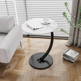 Sleek Modern Minimalist Round MDF and Iron Side Table with Half-Tier Storage for Living Room