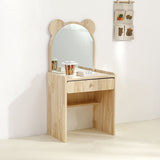 Modern Rectangular Pine Solid Wood Kids Desk & Chair Set with 1-Drawer - Sleek Bedroom Furniture