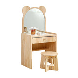 Modern Rectangular Pine Solid Wood Kids Desk & Chair Set with 1-Drawer - Sleek Bedroom Furniture