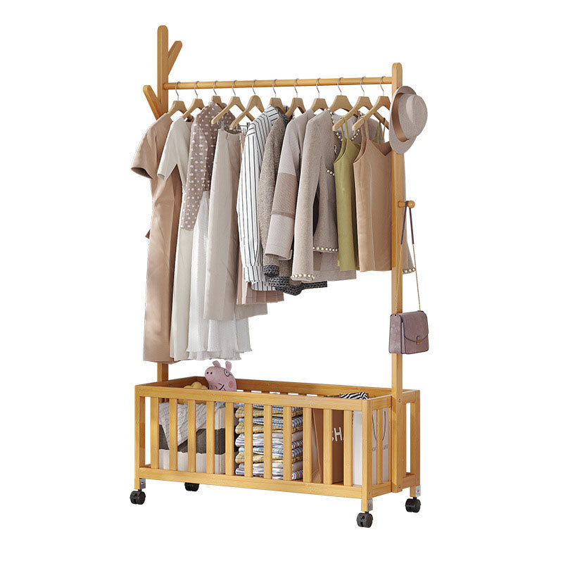 Modern Minimalist Rectangular Nan Bamboo Removable Hall Tree with 1 Storage Space – Perfect for the Bedroom