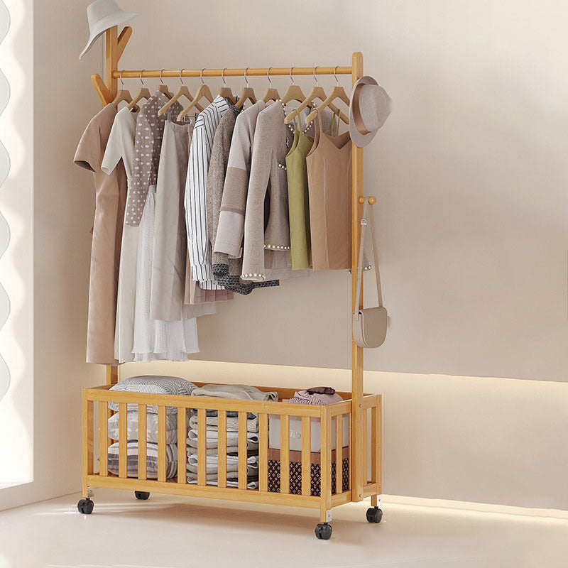 Modern Minimalist Rectangular Nan Bamboo Removable Hall Tree with 1 Storage Space – Perfect for the Bedroom