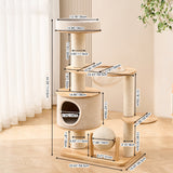 Modern Scandinavian Round Cat Tree with Sisal, Multi-Layer Solid Wood Panels and Acrylic Accents – Stylish Living Room Perch