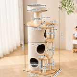 Modern Scandinavian Round Cat Tree with Sisal, Multi-Layer Solid Wood Panels and Acrylic Accents – Stylish Living Room Perch