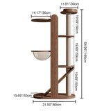 Contemporary Round 4-Tier Cat Tree – Solid Rubberwood with Acrylic & Sisal, Ideal for Living Room