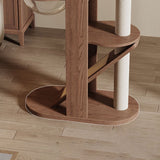 Contemporary Round 4-Tier Cat Tree – Solid Rubberwood with Acrylic & Sisal, Ideal for Living Room