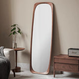 Elegant Traditional Vintage Full-Length Mirror with Rectangular Rubberwood Frame – Solid Wood, Tempered Glass for Bedroom