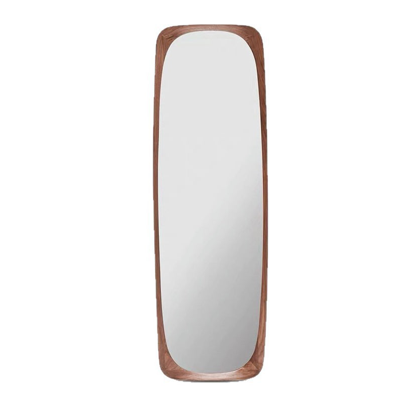 Elegant Traditional Vintage Full-Length Mirror with Rectangular Rubberwood Frame – Solid Wood, Tempered Glass for Bedroom