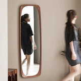 Elegant Traditional Vintage Full-Length Mirror with Rectangular Rubberwood Frame – Solid Wood, Tempered Glass for Bedroom