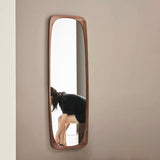 Elegant Traditional Vintage Full-Length Mirror with Rectangular Rubberwood Frame – Solid Wood, Tempered Glass for Bedroom