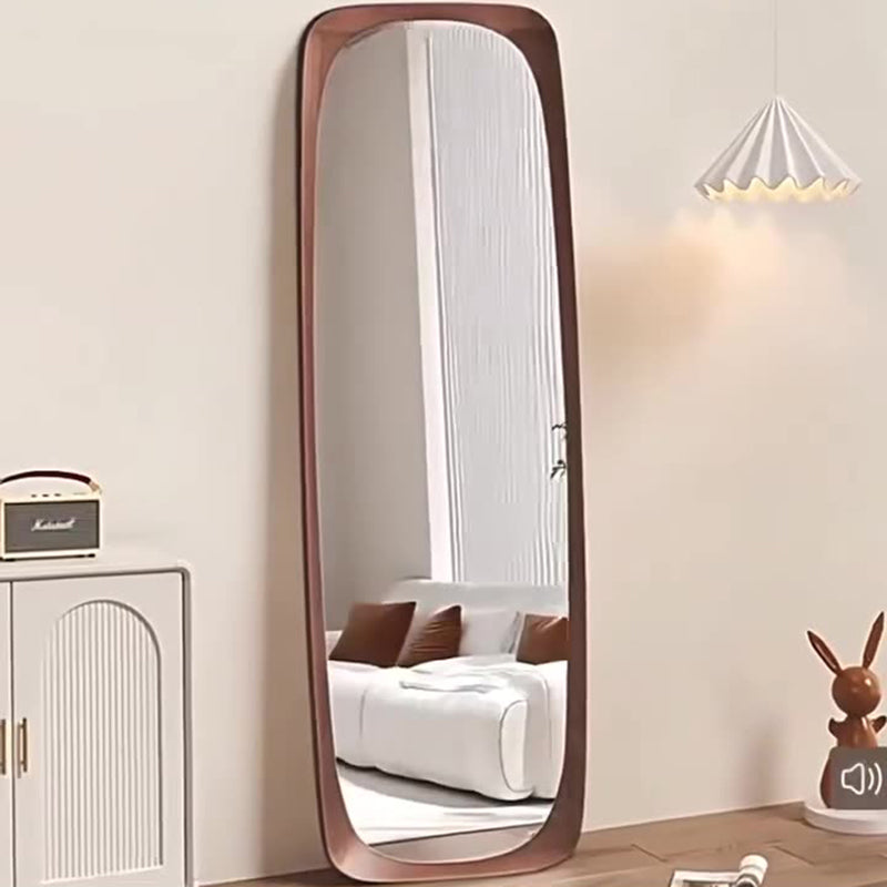Elegant Traditional Vintage Full-Length Mirror with Rectangular Rubberwood Frame – Solid Wood, Tempered Glass for Bedroom