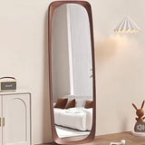 Elegant Traditional Vintage Full-Length Mirror with Rectangular Rubberwood Frame – Solid Wood, Tempered Glass for Bedroom
