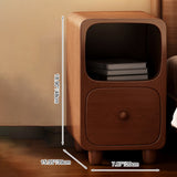 Contemporary Scandinavian Rectangular Nightstand — Ultra-Slim Medium-Density Fiberboard Bedside Table with Half-Drawer for Bedroom