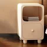 Contemporary Scandinavian Rectangular Nightstand — Ultra-Slim Medium-Density Fiberboard Bedside Table with Half-Drawer for Bedroom