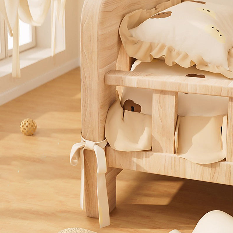 Modern Rectangular Fabric Pet Bed with Rattan Accent and Solid Pine Wood Frame for Bedroom