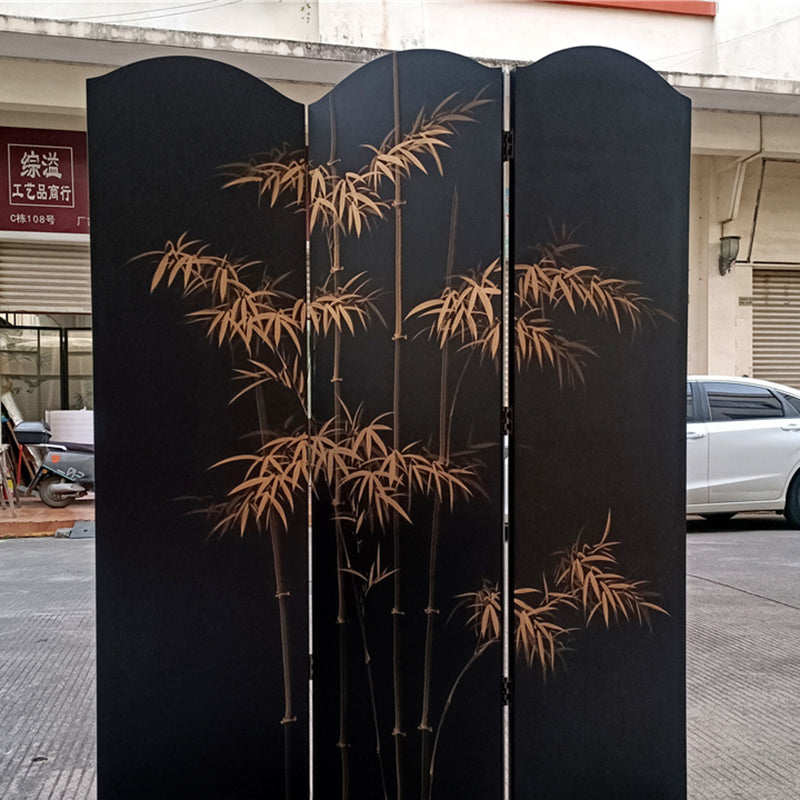 Elegant Traditional Chinese Rectangular Room Divider with Gold Leaf — Foldable, Hand-Painted, Solid Wood and Plywood for Living Room