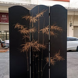 Elegant Traditional Chinese Rectangular Room Divider with Gold Leaf — Foldable, Hand-Painted, Solid Wood and Plywood for Living Room