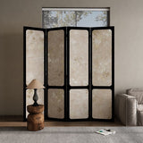 Traditional French-Style Rectangular Room Divider — Solid Fir Wood with Plywood Core and Cotton Canvas Panels for the Living Room