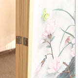 Traditional Chinese Rectangular Room Divider – Foldable, Solid Pine Wood with PVC Panels for Living Room