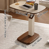 Contemporary Scandinavian Rectangular Side Table with Saddle Leather Top, MDF Construction, Height-Adjustable Swivel Base for Living Room