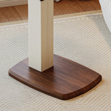 Contemporary Scandinavian Rectangular Side Table with Saddle Leather Top, MDF Construction, Height-Adjustable Swivel Base for Living Room