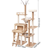 Modern Scandinavian Rectangular MDF Cat Tree with Acrylic Accents — Multi-Functional Living Room Furniture