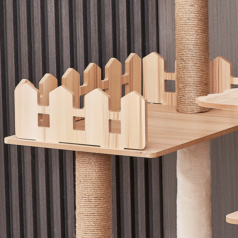 Modern Scandinavian Rectangular MDF Cat Tree with Acrylic Accents — Multi-Functional Living Room Furniture