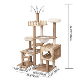 Modern Scandinavian Rectangular MDF Cat Tree with Acrylic Accents — Multi-Functional Living Room Furniture